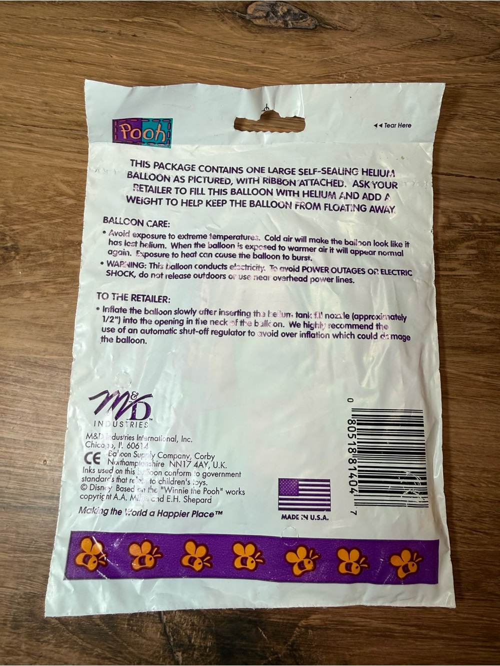 Vintage Disney Baby Pooh It's A Girl 18" Mylar Foil Balloon NIP - Picture 2 of 2